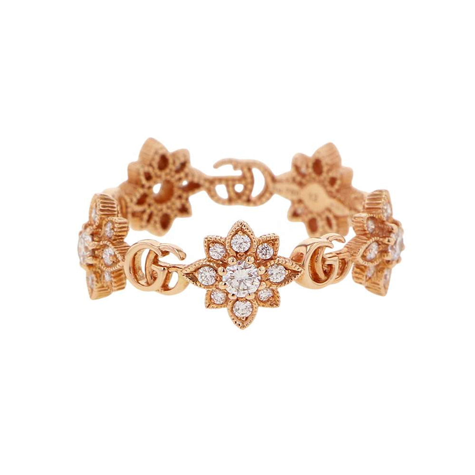 Gucci Flora Ring Size 12 18K Pink Gold