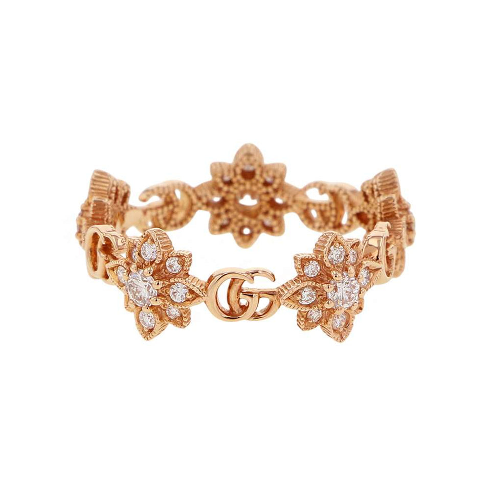 Gucci Flora Ring Size 12 18K Pink Gold
