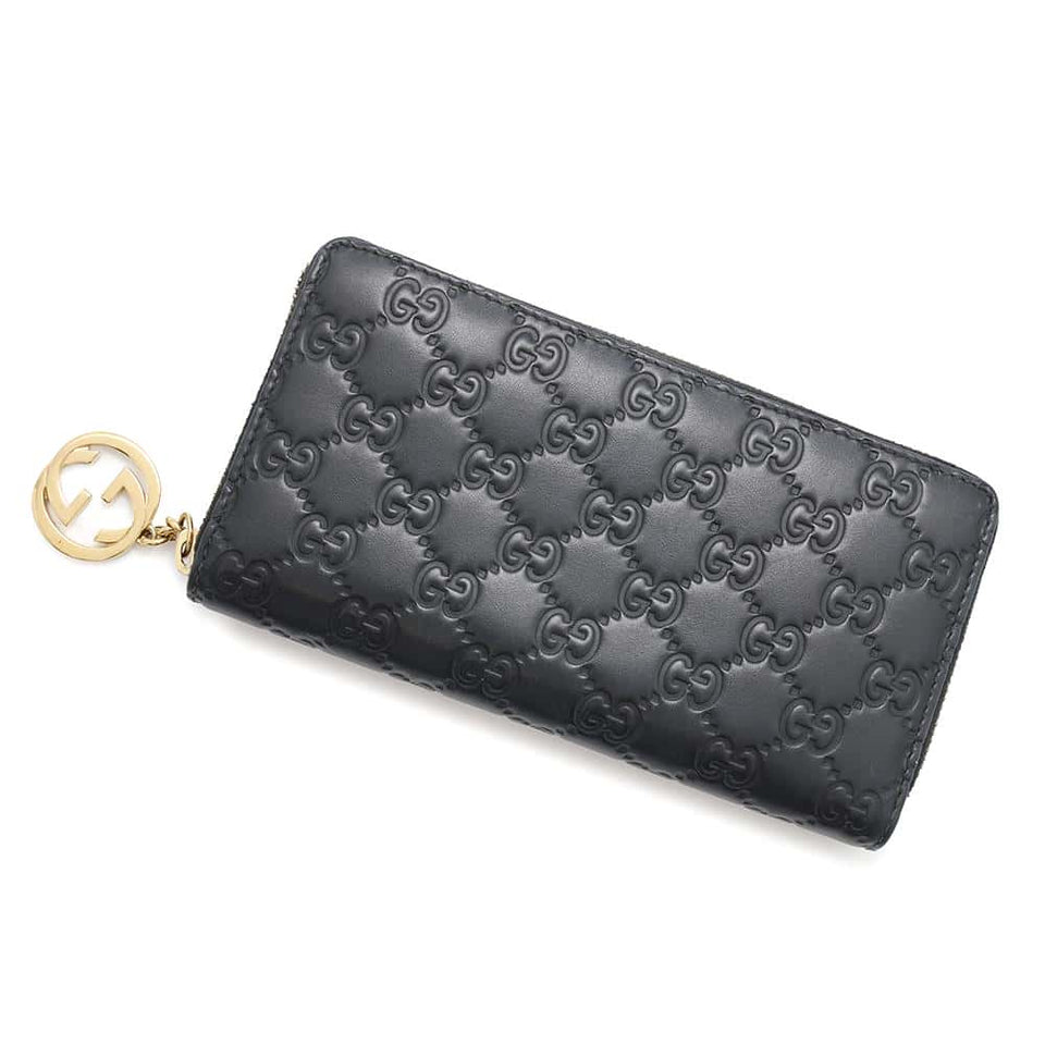 Gucci GG Guccissima Zip Around Long Wealth Cloth Black409342 Leather