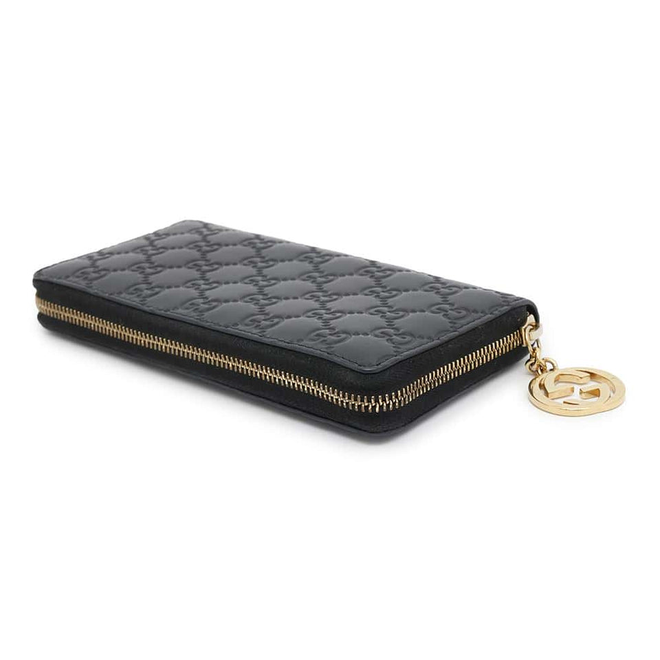 Gucci GG Guccissima Zip Around Long Wealth Cloth Black409342 Leather