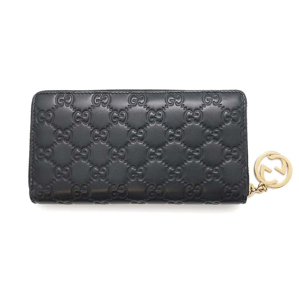 Gucci GG Guccissima Zip Around Long Wealth Cloth Black409342 Leather