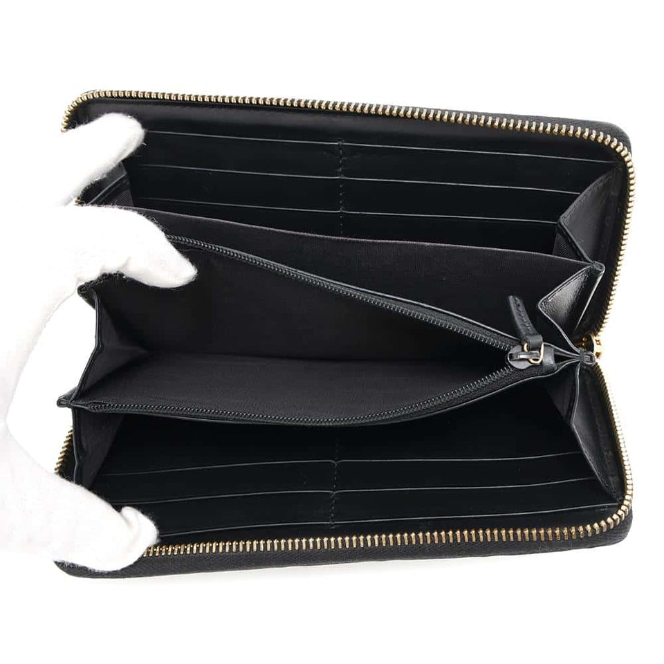 Gucci GG Guccissima Zip Around Long Wealth Cloth Black409342 Leather