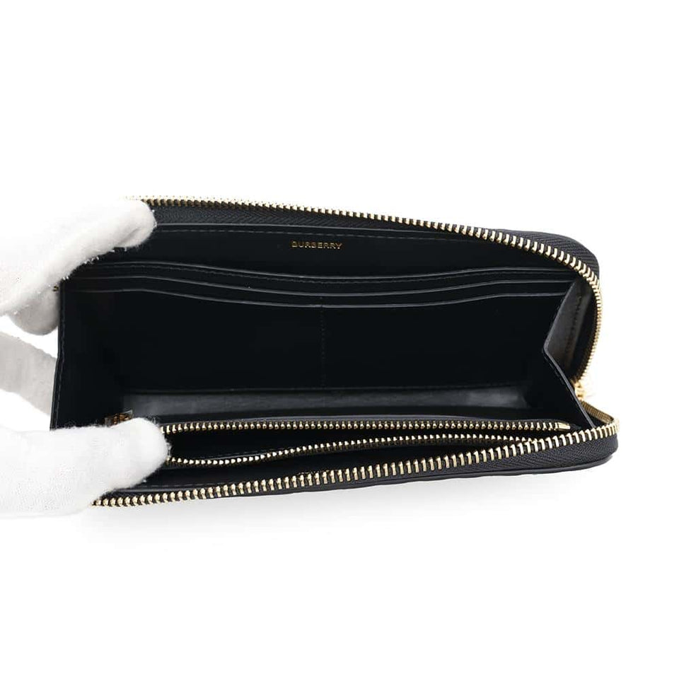Burberry TB logo Zip Around Long Cloth Black8011601 Leather