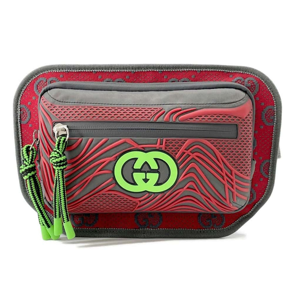 Gucci GGNylon Belt Bag Gray/Red/Green752102 Nylon Rubber