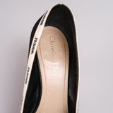 Christian Dior Black Canvas J'aDior Pumps Size 37.5D with Beige Insole