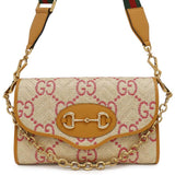Gucci Horsebit Shoulder Beige/Yellow677286 Raffia Leather