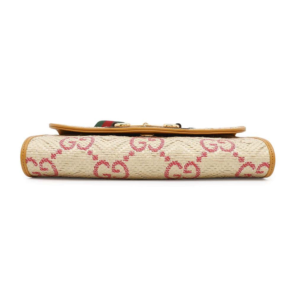Gucci Horsebit Shoulder Beige/Yellow677286 Raffia Leather