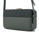 Gucci Cutout Interlocking G Shoulder Bag Gray/Black725341 GG SupremeCanvas Leather