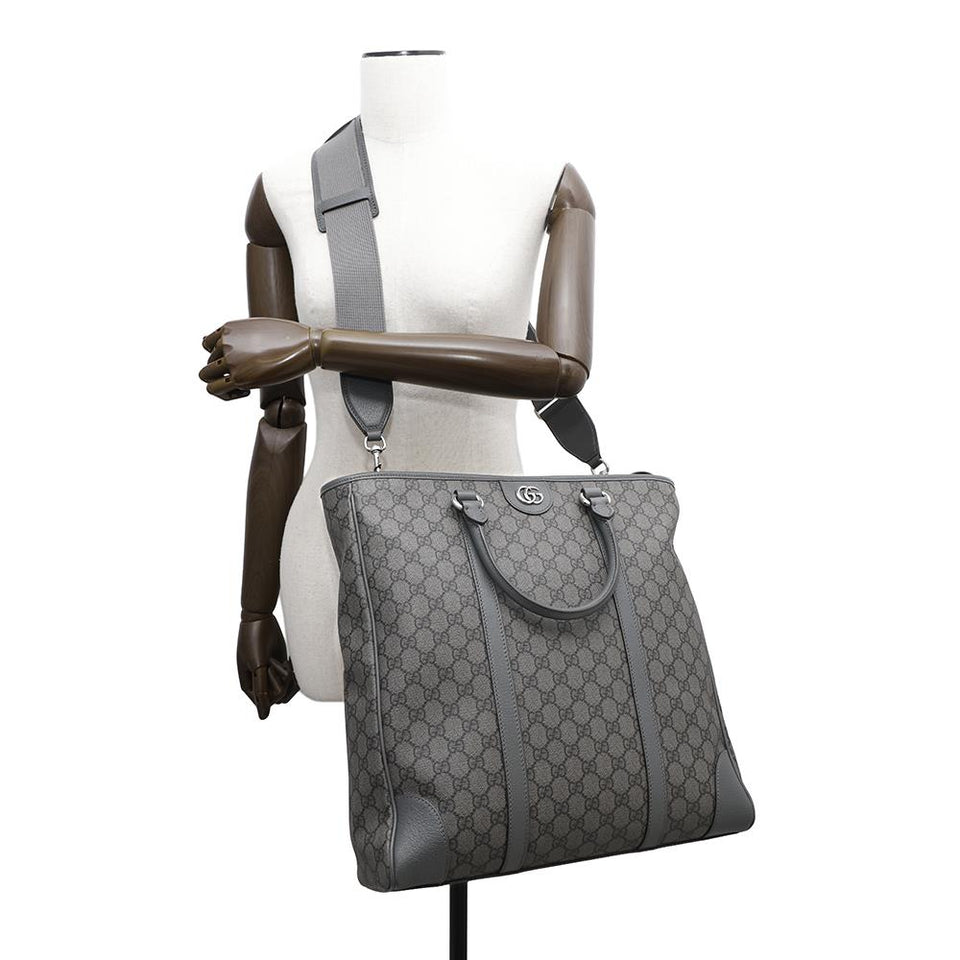 Gucci Offdia 2WAY Tote Bag Gray763316 GG SupremeCanvas Leather Size Medium