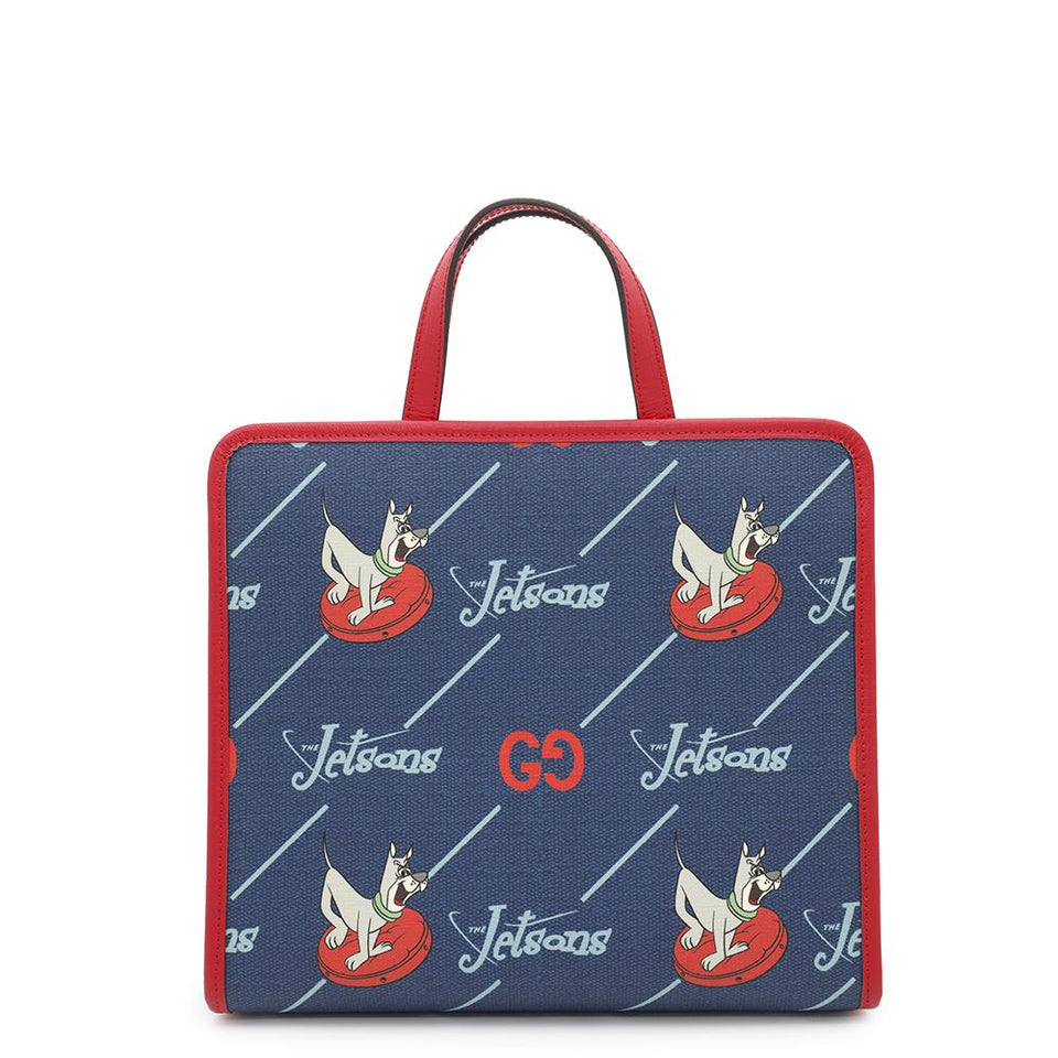 Gucci Jetson Tote Bag Children's Navy/Red605614 PVC Coated Canvas Leather