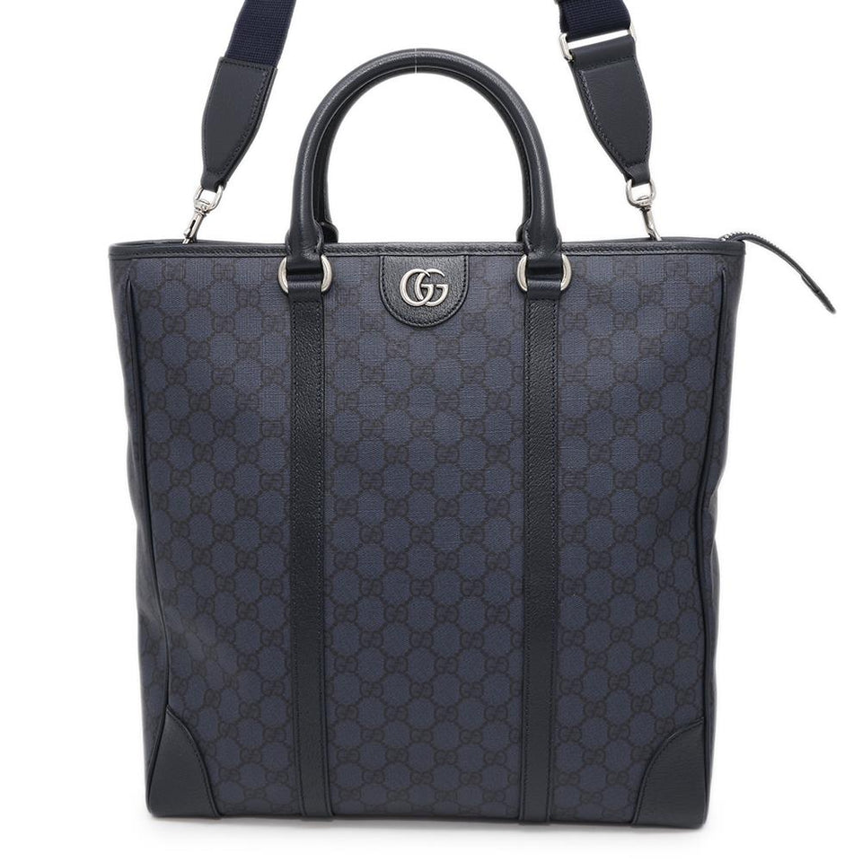 Gucci OFDEA FACJY 2WAY Tote Bag Navy763316 PVC Leather