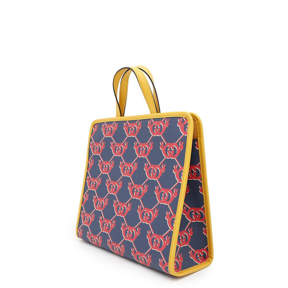 Gucci Snail Children Tote Bag Children's Navy/Yellow/Red605614 PVC Coated Canvas Leather