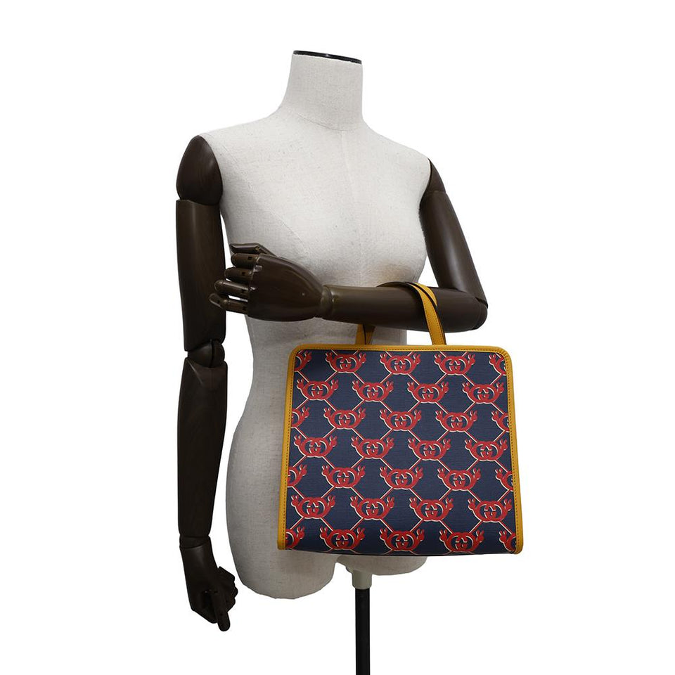 Gucci Snail Children Tote Bag Children's Navy/Yellow/Red605614 PVC Coated Canvas Leather