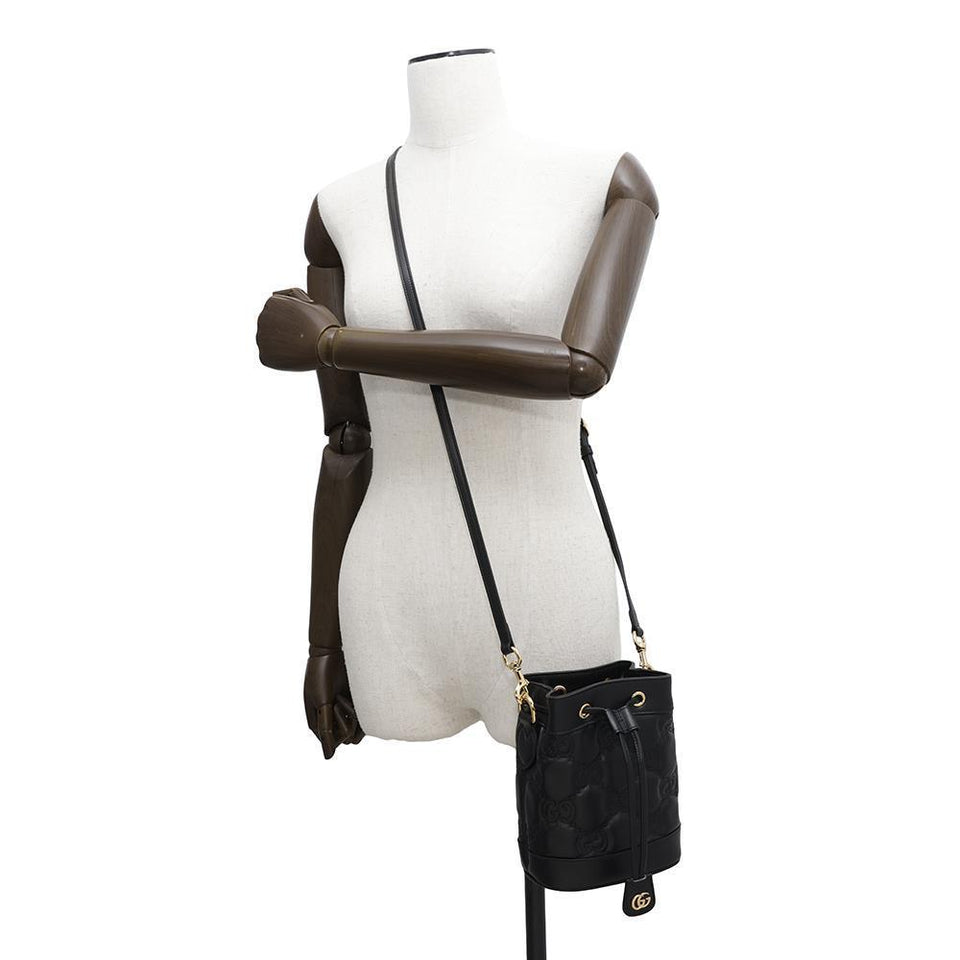 Gucci GGMatelasse bucket bag Black728231 Leather