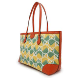 Gucci GG Pattern Tote OKINAWA Yellow/Green/Orange631685 Raffia Leather