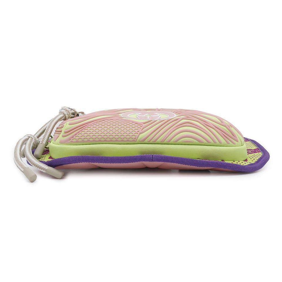 Gucci GGNylon Belt Bag Green/Pink/Purple752102 Nylon Rubber