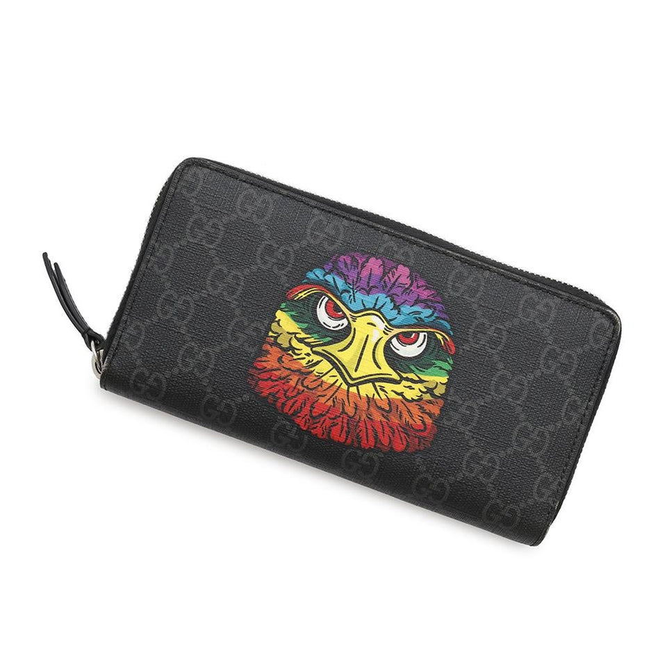 Gucci Eagle GG Supreme Zip Around Wallet Black451273 GG SupremeCanvas