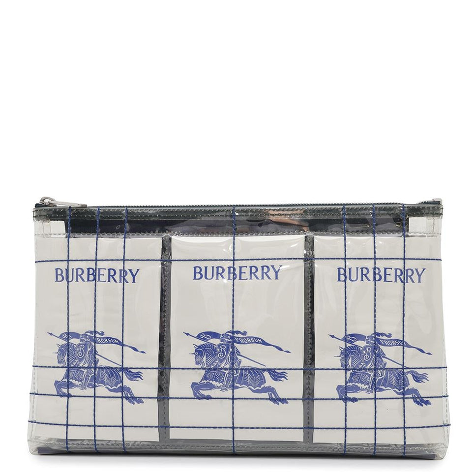 Burberry EKD Label Pouch White/Transparent Plastics Canvas