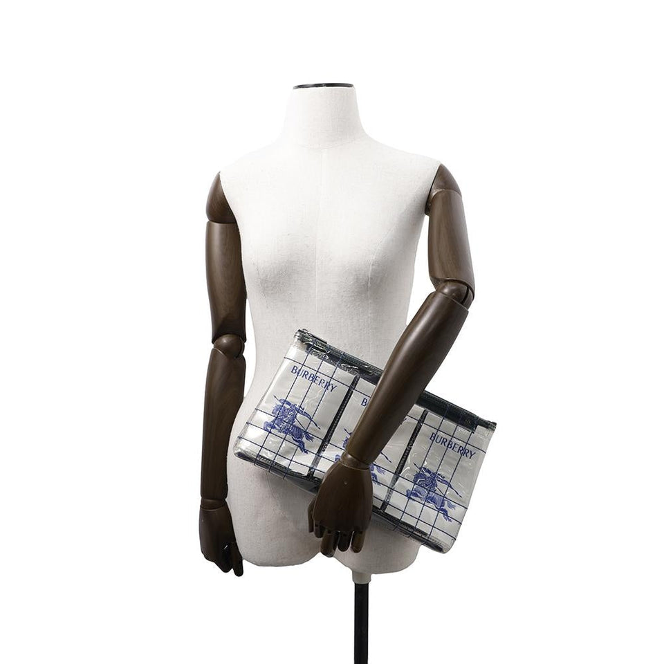 Burberry EKD Label Pouch White/Transparent Plastics Canvas