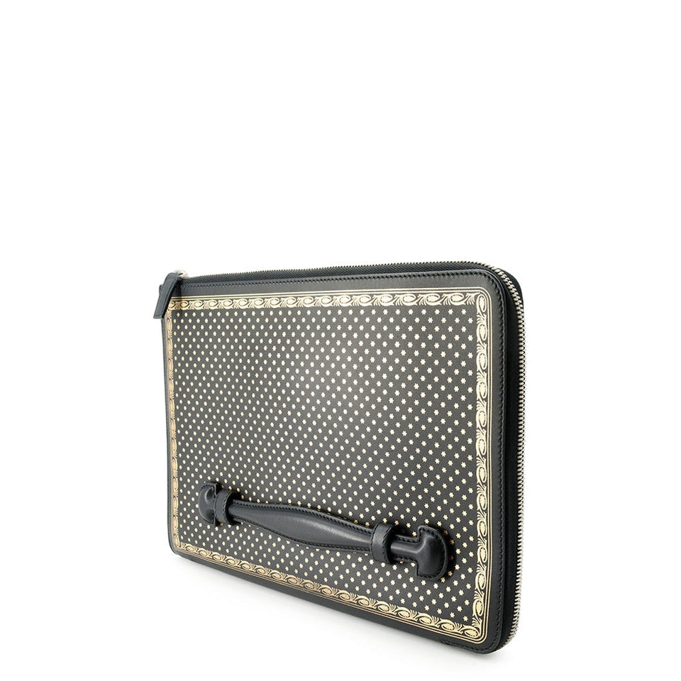 Gucci Sega collaboration GUCCY logo Clutch Bag Black/Gold523441 Leather