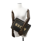 Gucci Sega collaboration GUCCY logo Clutch Bag Black/Gold523441 Leather