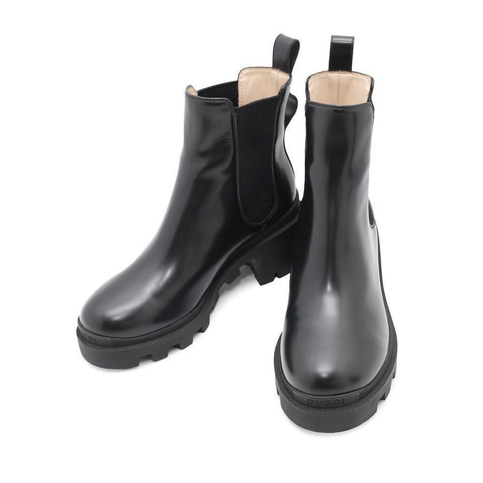 Gucci GG Marmont Side Gore Boots Black550036 Leather Size 36 1/2