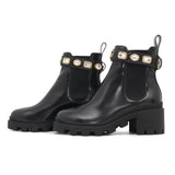 Gucci GG Marmont Side Gore Boots Black550036 Leather Size 36 1/2
