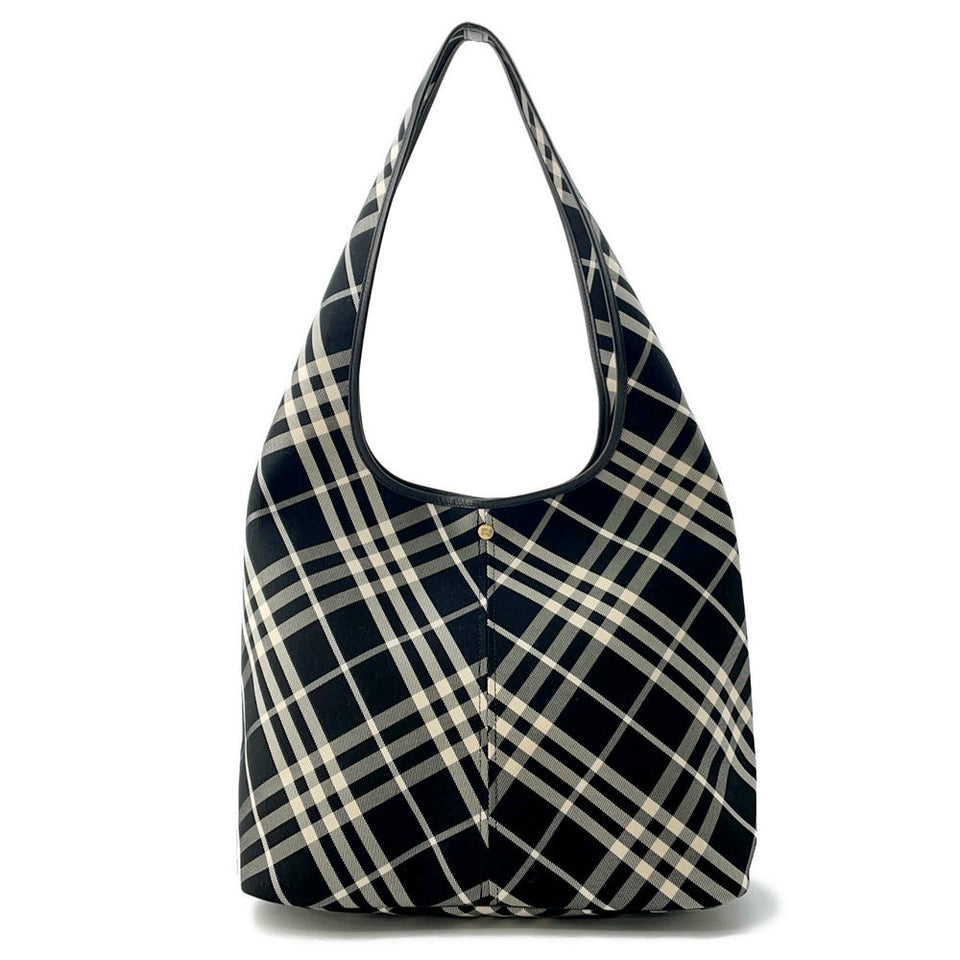 Burberry Check One Handle Tote Bag Black/Calico80944761 Canvas Size Large