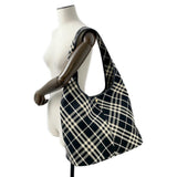 Burberry Check One Handle Tote Bag Black/Calico80944761 Canvas Size Large