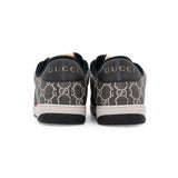Gucci Screener GG Supreme Canvas Men's Sneakers Gray/Black763525 PVC Leather Size 9 1/2