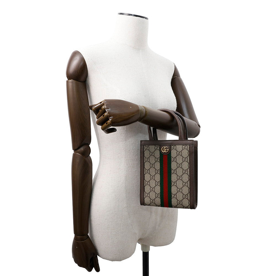 Gucci GG Supreme Ophidia 2WAYHandbag Brown/Beige772317 GG SupremeCanvas Leather