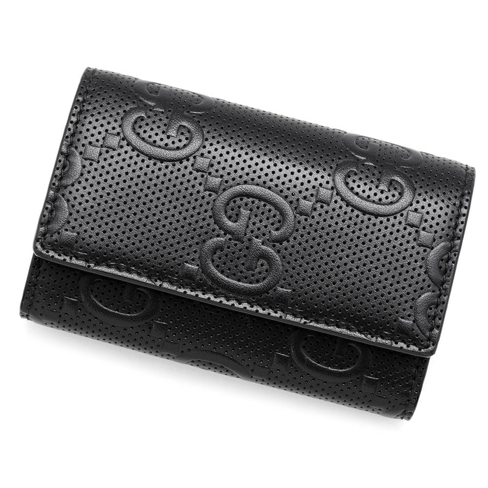 Gucci GG Embossed 6-Key Case Black625565 Leather