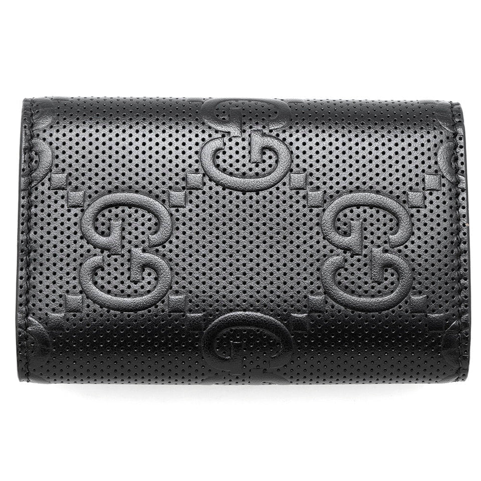 Gucci GG Embossed 6-Key Case Black625565 Leather