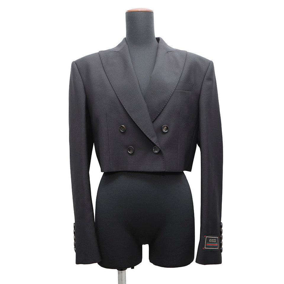 Gucci Tailored Jacket Size 40 Black737459 Mohair 60% Wool 40%