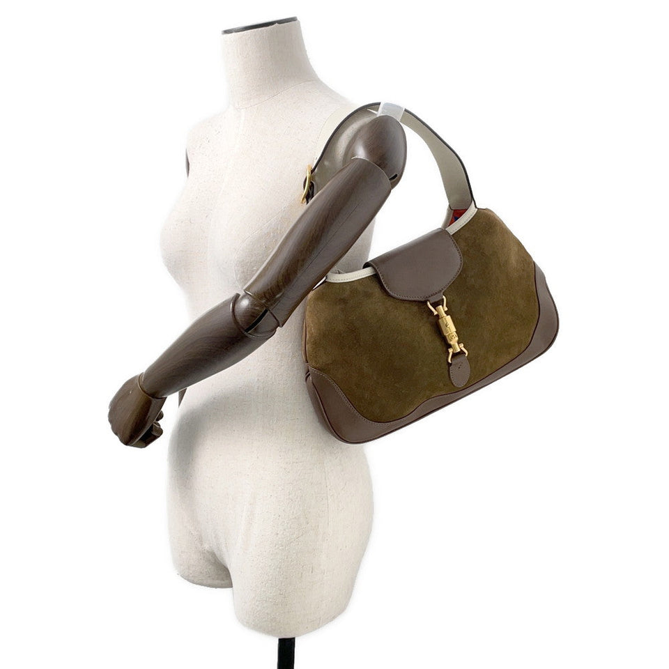 Gucci Jackie Vintage Shoulder Bag Brown Suede leather