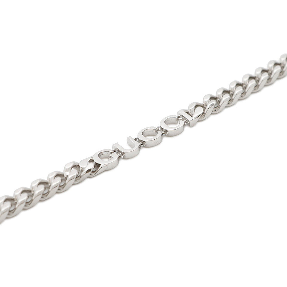 Gucci Icon Script Chain Bracelet Size M Silver796655 Metal