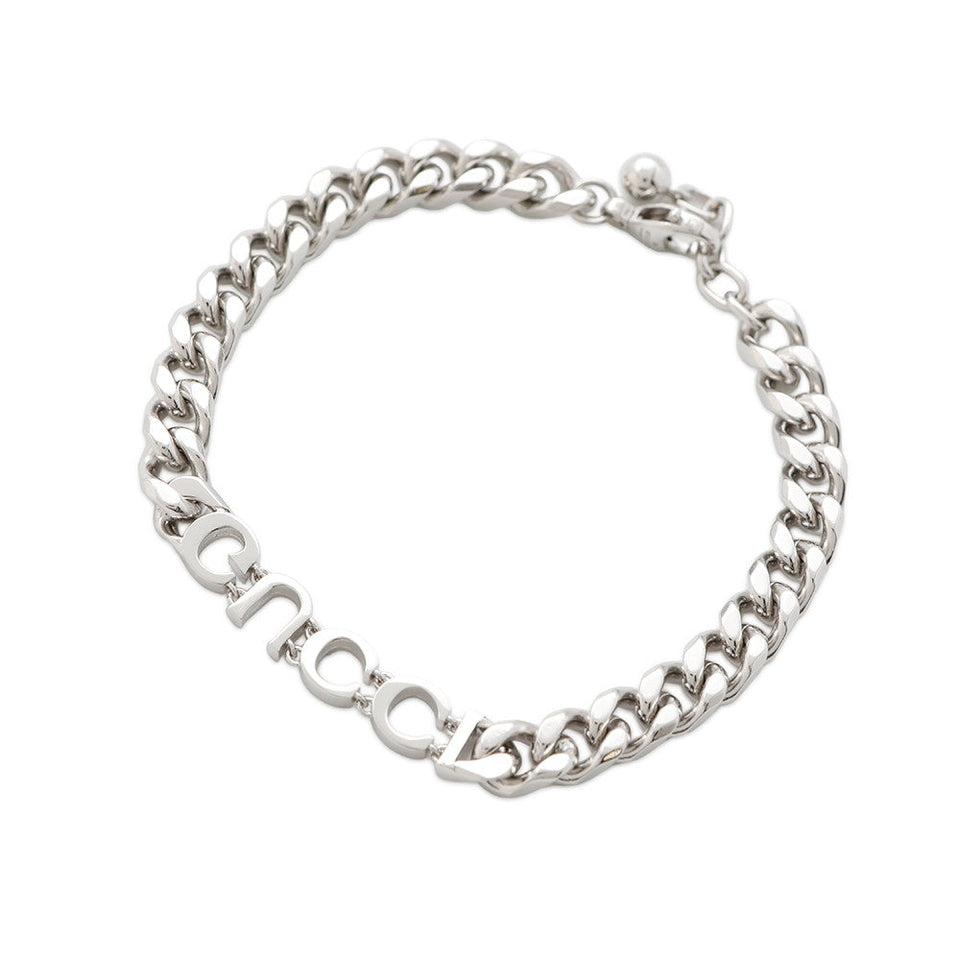 Gucci Icon Script Chain Bracelet Size M Silver796655 Metal