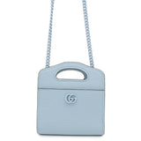 Gucci Double G Compact Chain Wallet Light Blue701074 Leather