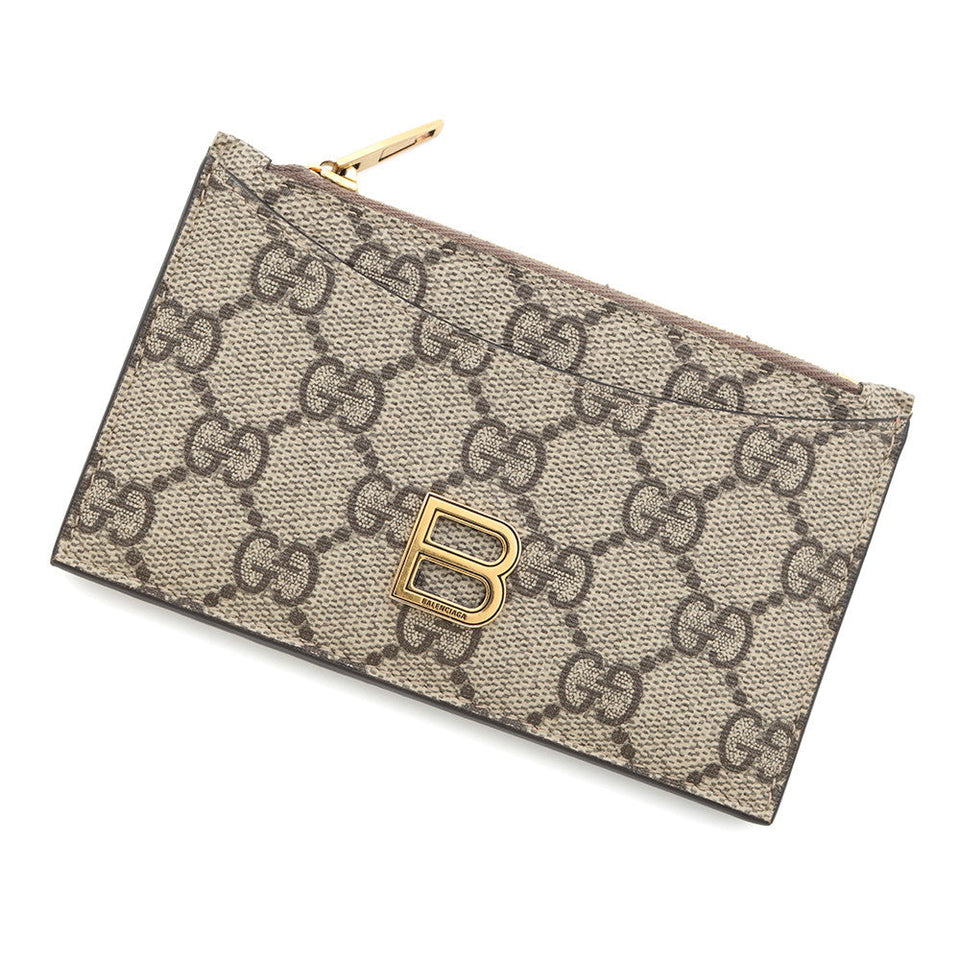 Gucci BALENCIAGA Collaboration Hacker Project B Logo Coin Card Case Beige681701 PVC/Leather