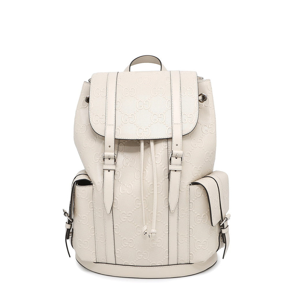 Gucci GG Embossed Backpack White625770 Leather
