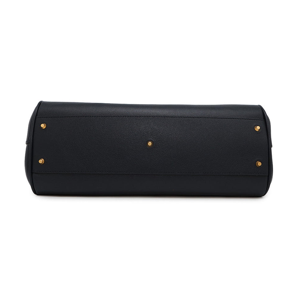 Gucci Japan Limited Edition Double GG Bamboo Top Handle Bag Navy655657 Straw Leather