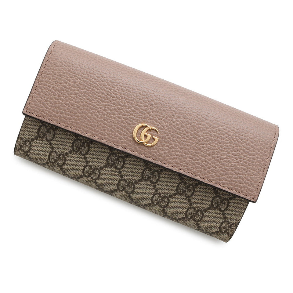 Gucci GG Supreme Double G Continental Wallet Dusty Pink/Beige735594 Leather/PVC