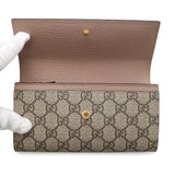 Gucci GG Supreme Double G Continental Wallet Dusty Pink/Beige735594 Leather/PVC
