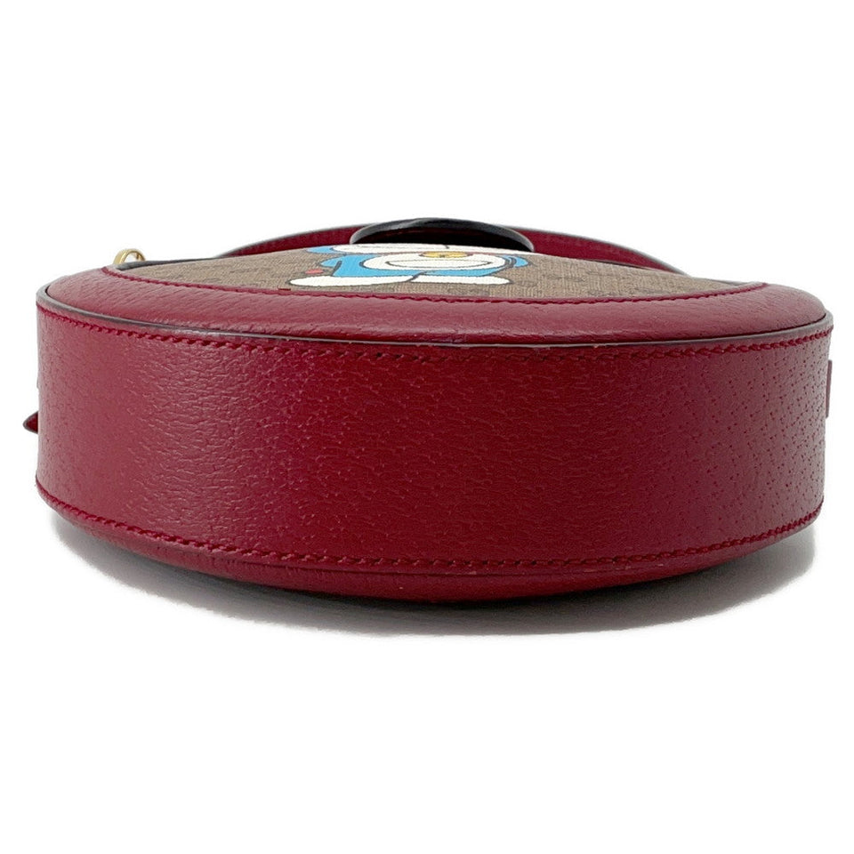 Gucci GG Supreme Round Shoulder Bag Doraemon Collaboration Brown/Red625216 PVC Leather