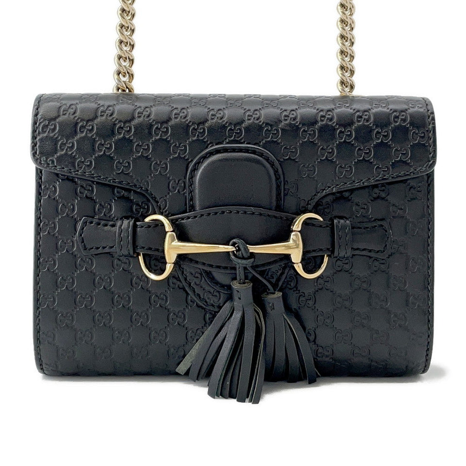 Gucci Emily ChainShoulder Black449636 MicroGuccissimaLeather