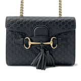 Gucci Emily ChainShoulder Black449636 MicroGuccissimaLeather