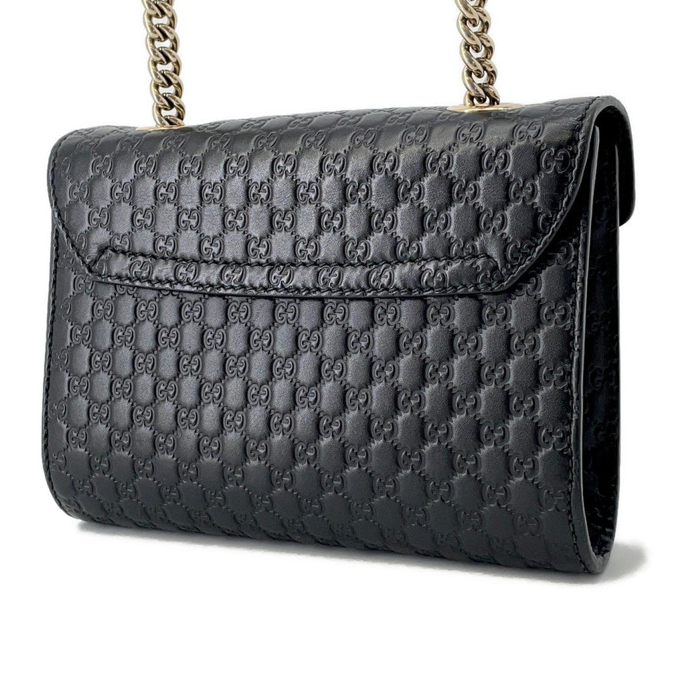 Gucci Emily ChainShoulder Black449636 MicroGuccissimaLeather