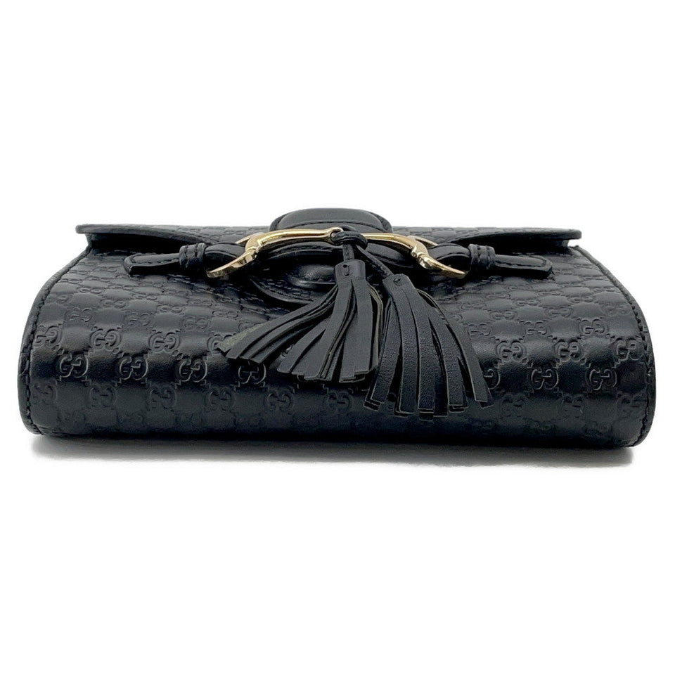 Gucci Emily ChainShoulder Black449636 MicroGuccissimaLeather