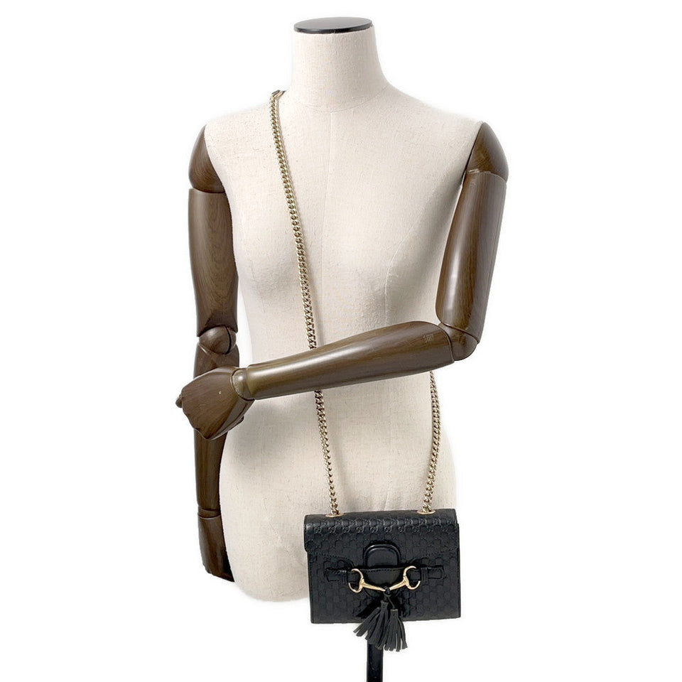 Gucci Emily ChainShoulder Black449636 MicroGuccissimaLeather