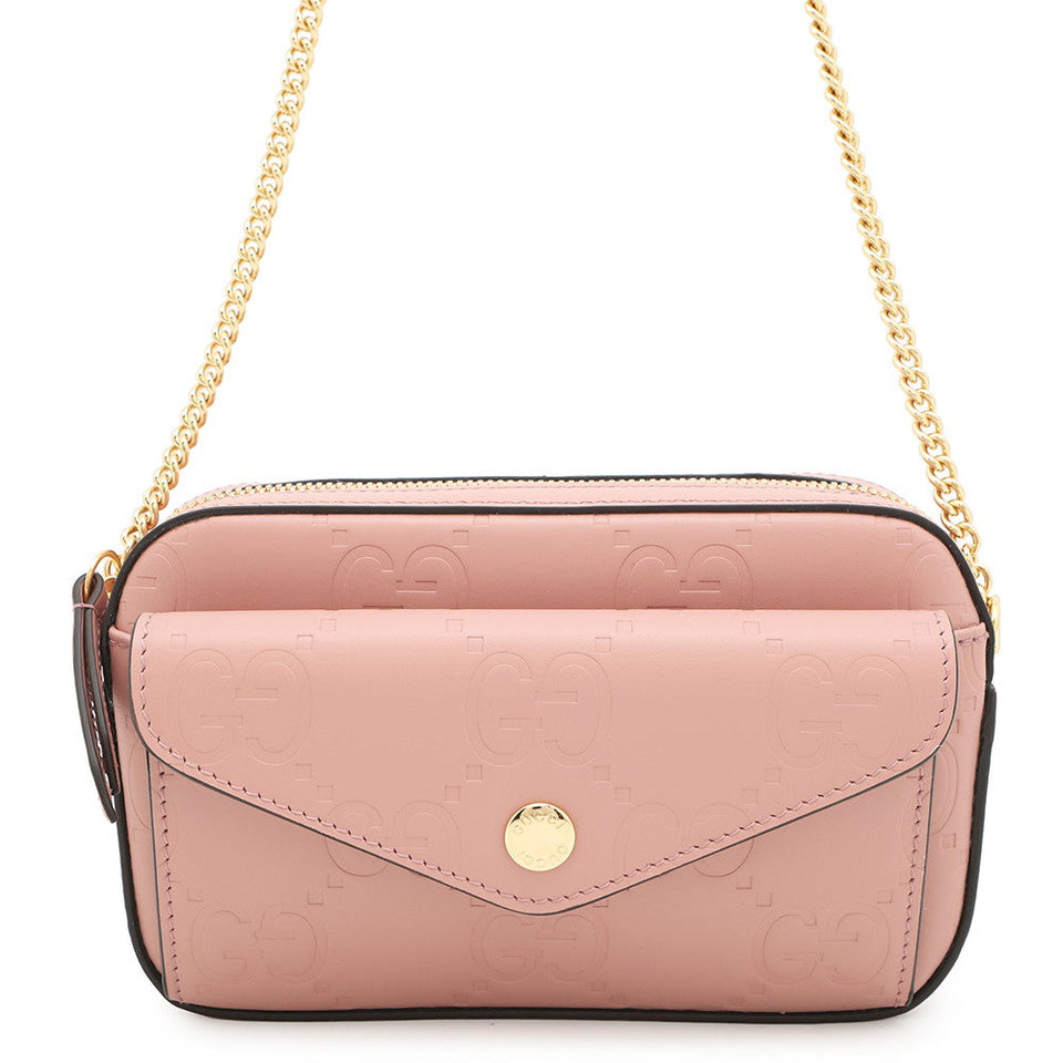Gucci GG Super Mini ChainShoulder Bag Pink781554 Leather